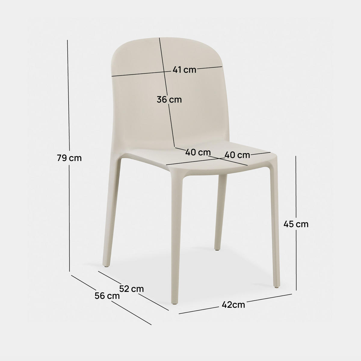 GARTENSTUHL Ethan Beige 50 cm x 79 cm 4er-Set - Beige, Kunststoff (50/79/56cm) - Klast Home