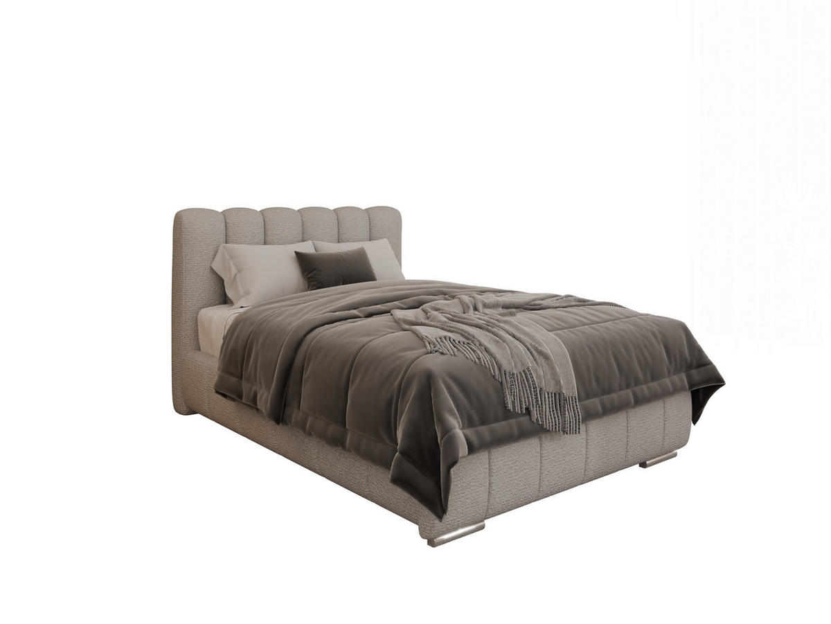 POLSTERBETT Zaira 120x200cm – Elegantes Polsterbett für modernen Wohnstil , ZONIERTE TASCHENFEDERN KOKOS (21cm), Sandfarben - Sandfarben, Holz (120/200cm) - Panda Möbel