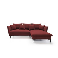ECKSOFA GLOSS mit Schlaffunktion, Ottomane & goldenen Füßen – Samtsofa im GLOSSour-Stil mit Zierkissen, 258x167x91 cm, Rechte, MÜNZE - Lila, Holz/Textil (258/167cm) - DomoHome