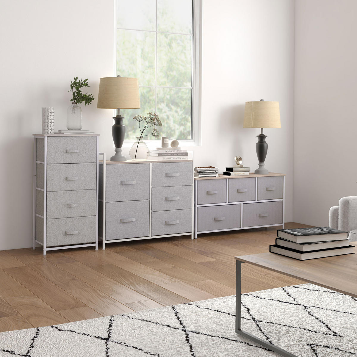 KOMMODE DE-12338 4 Schubladen 45/30/92 cm - Grau, Metall (45/92/30cm) - ComfortXL