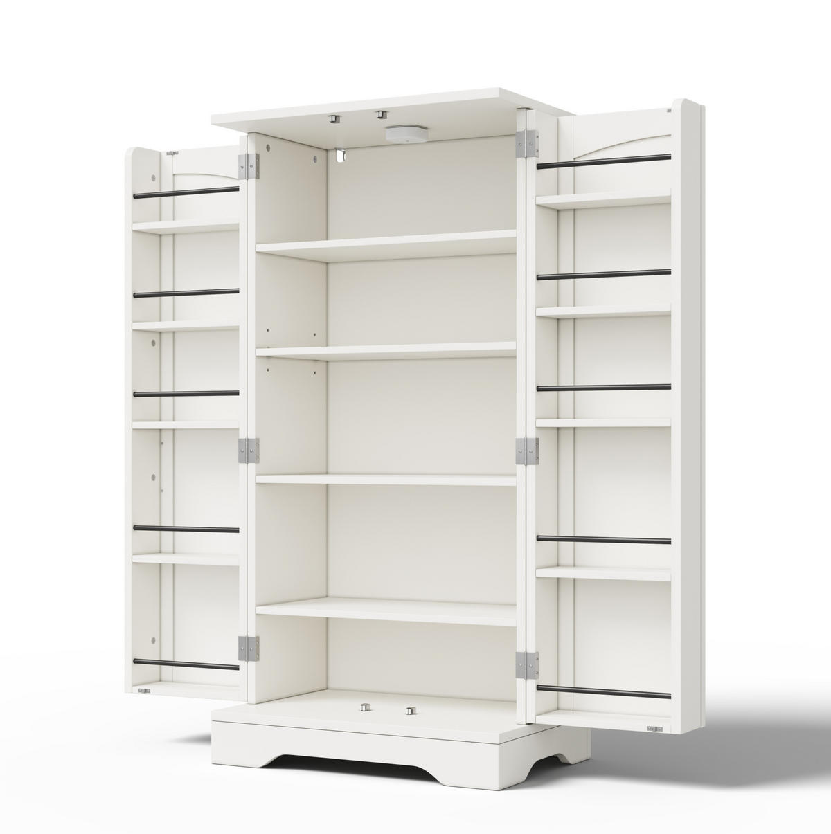 HOCHSCHRANK mit LED-Sensorlicht 120 x 60 x 40 cm MDF Weiß - Weiß, Holzwerkstoff (40/120/60cm) - Meubliv