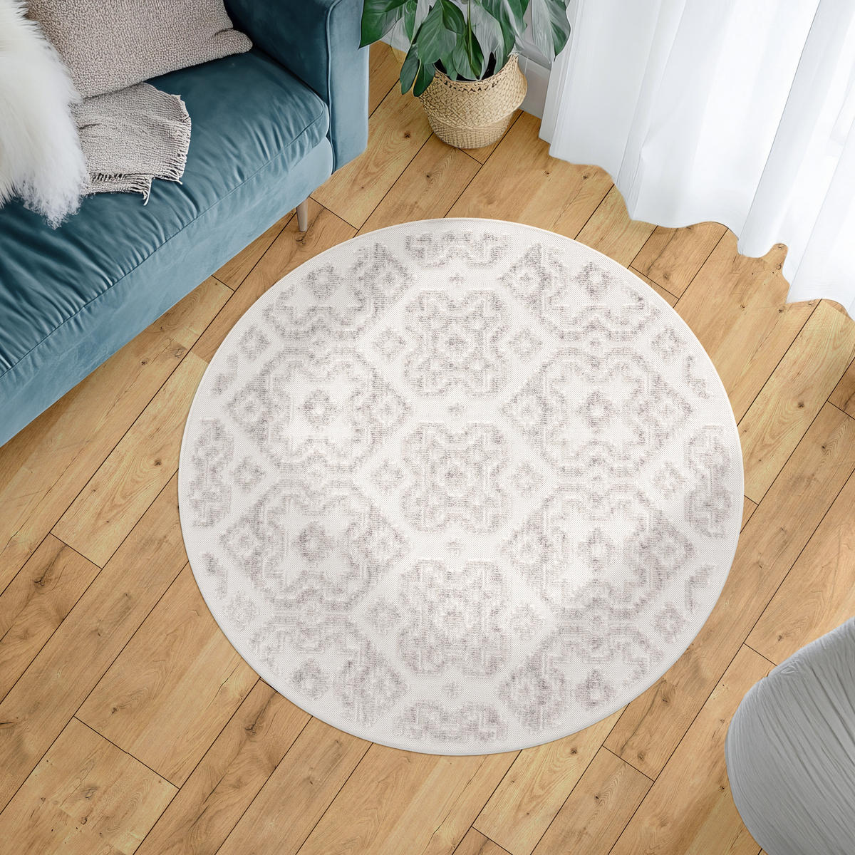 OUTDOORTEPPICH 160/160 cm Stilo 864 - Creme, Textil (160/160cm) - Paco Home