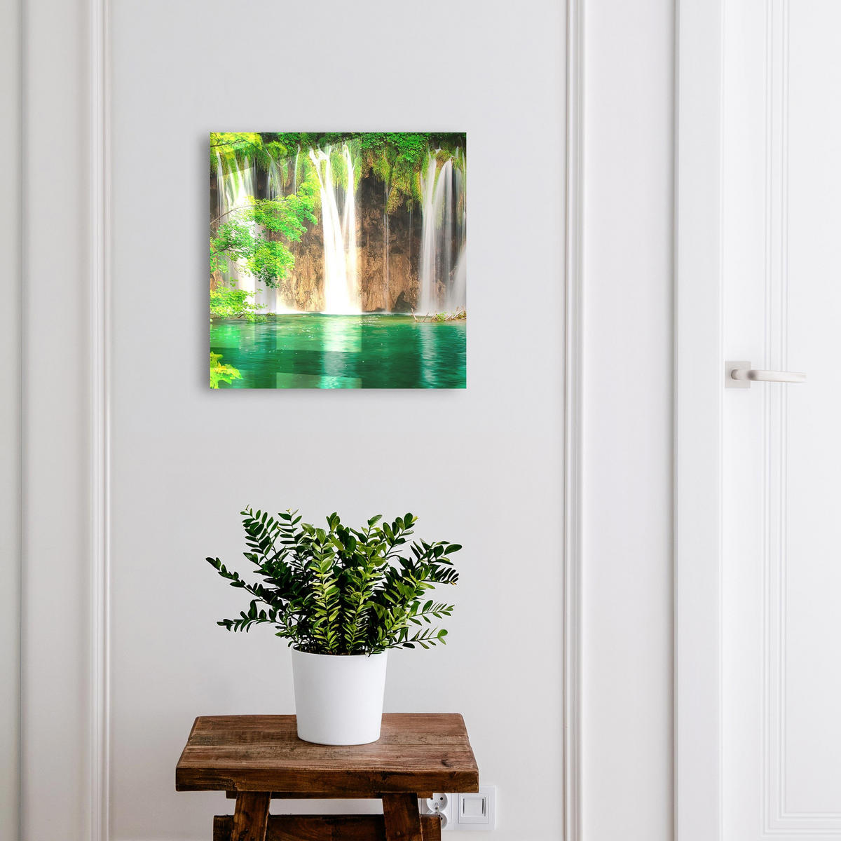 SCHLÜSSELBOX Schwarz 30x30 cm- Türöffnung nach rechts - Grüner Wasserfall - Grün, Metall (30/30/5cm) - TULUP