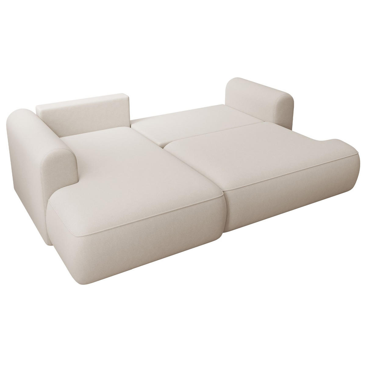 ECKSCHLAFSOFA Ovo Mini Creme Easy-Clean-Samtbezug - Creme/Schwarz, Kunststoff/Textil (238/156cm) - Selsey
