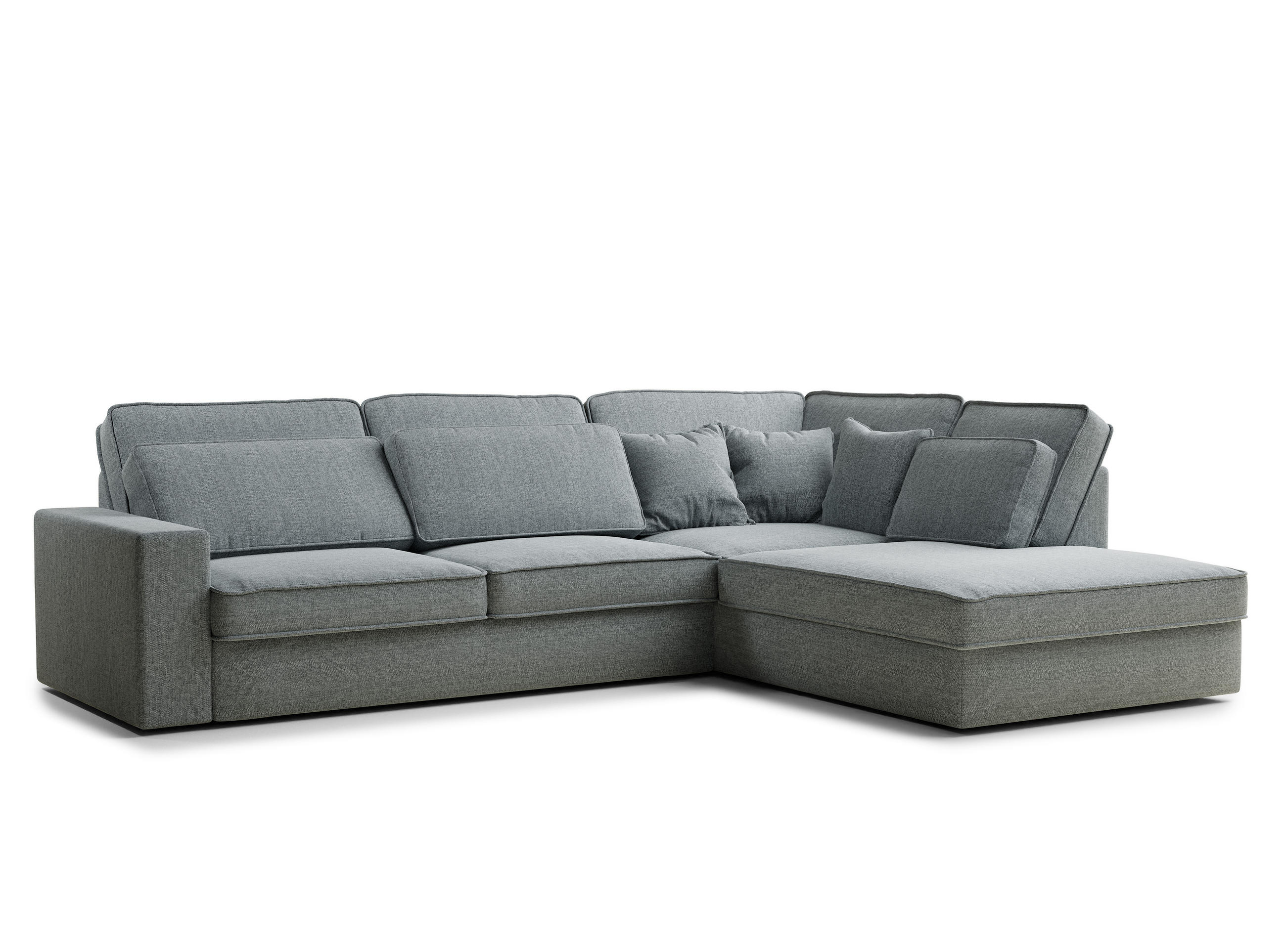 ECKSOFA Kirou Blau grau Webstoff - Rechts Seite - Blaugrau/Schwarz, Holz/Holzwerkstoff (225/311cm) - Maison de Reve