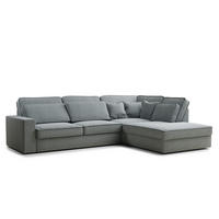 ECKSOFA Kirou Blau grau Webstoff - Rechts Seite - Blaugrau/Schwarz, Holz/Holzwerkstoff (225/311cm) - Maison de Reve