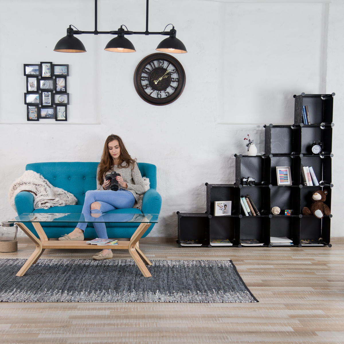 STECKREGAL - Weiß, Kunststoff/Metall (96/156/32cm) - Relaxdays