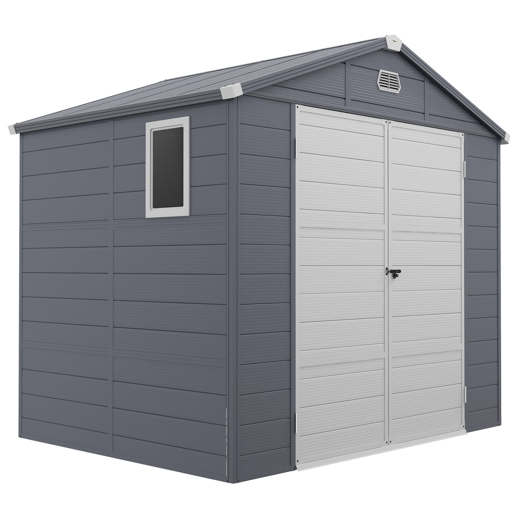 GERÄTEHAUS 240 x 190 x 180/228 cm - Grau, Kunststoff (190/228/240cm) - Outsunny