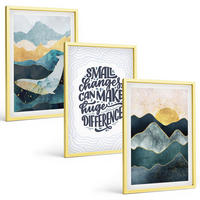 BILDER SET 3er Set - 40x60 cm Goldrahmen - Abstrakte Berginspiration - Goldfarben, Kunststoff (40/60cm) - TULUP