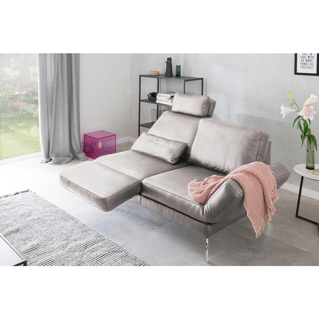 Thumbnail - Kawola Ledersofa, Hellgrau, Leder, Echtholz, 2-Sitzer, Füllung: Kaltschaum, 170x87x141 cm, Wohnzimmer, Sofas & Couches, ...