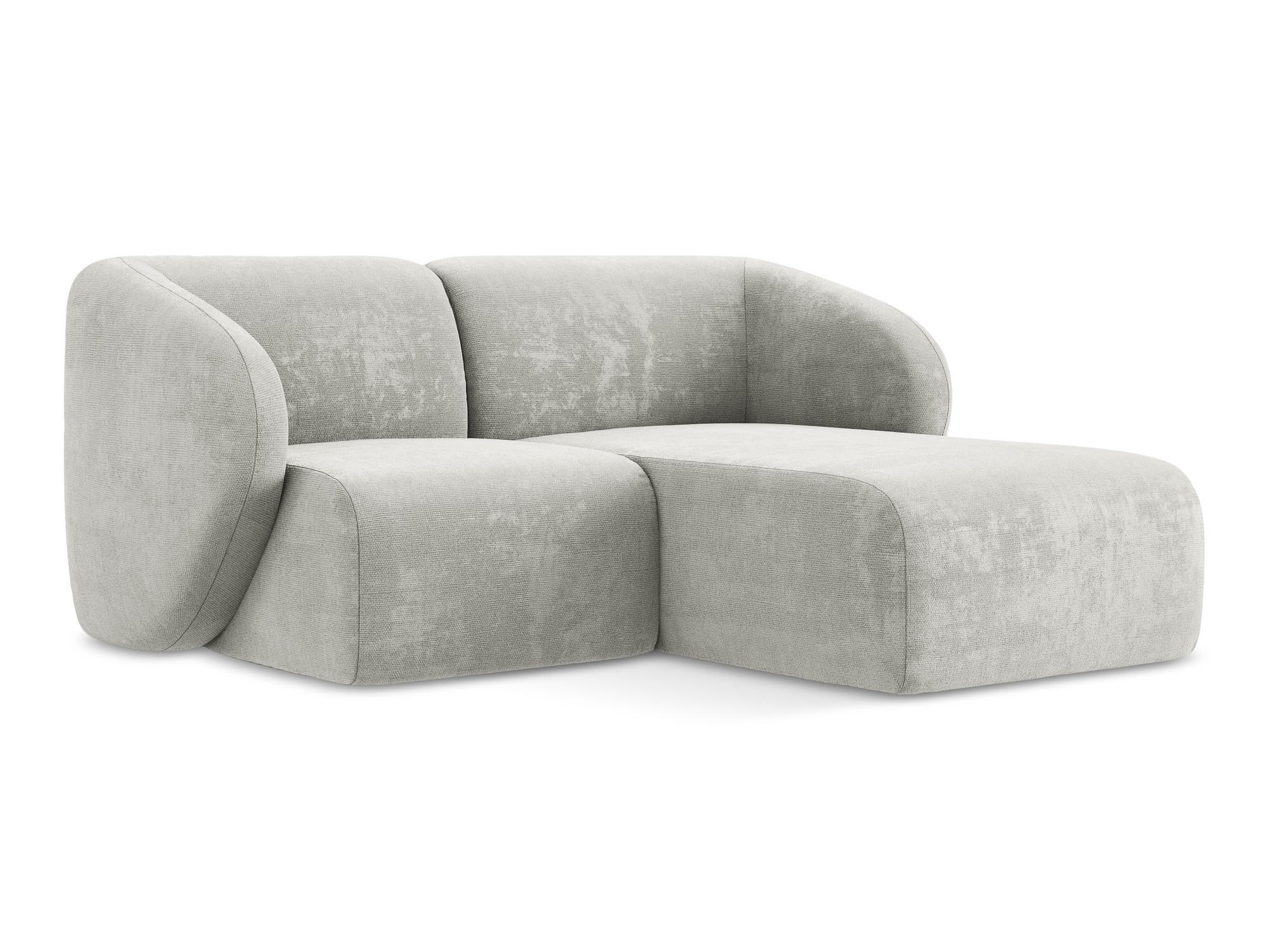 ECKSOFA Rechts Chenille Stoff Grau - Hellgrau/Schwarz, Holzwerkstoff/Kunststoff (178/166cm) - Makamii
