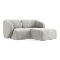 ECKSOFA Rechts Chenille Stoff Grau - Hellgrau/Schwarz, Holzwerkstoff/Kunststoff (178/166cm) - Makamii