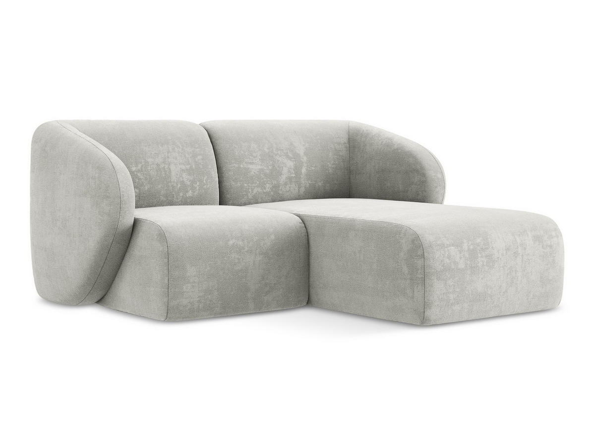 ECKSOFA Rechts Chenille Stoff Grau - Hellgrau/Schwarz, Holzwerkstoff/Kunststoff (178/166cm) - Makamii