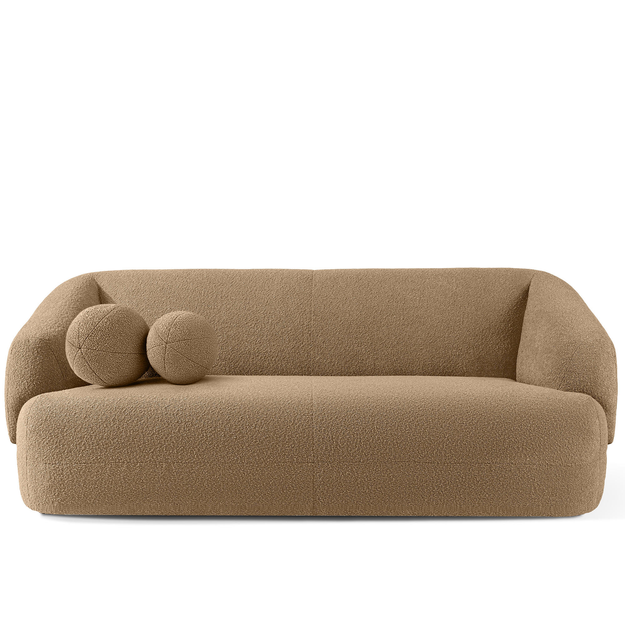 EINZELSOFA VIRA, Dunkelbeige, Bouclé - Schwarz/Braun, Holz/Holzwerkstoff (210/84/100cm) - KONSIMO®