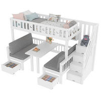 HOCHBETT aus Kiefernholz 90x200 cm in Weiß mit Schreibtisch & Stauraumleiter - Weiß, Holz (90/200cm) - Modfu