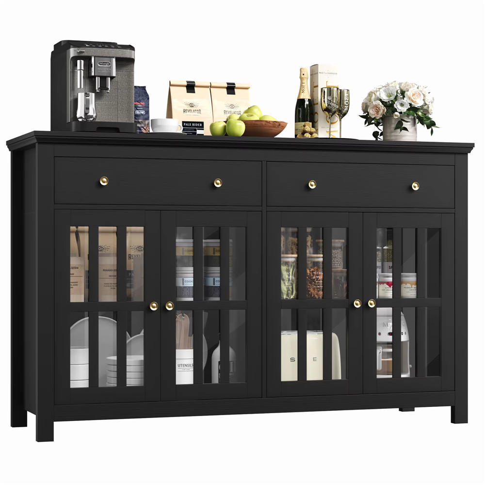 SIDEBOARD 140/91/40 cm Küchenschrank, 2 Schubladen, Schwarz - Schwarz, Holz (140/91/40cm) - Coonoor