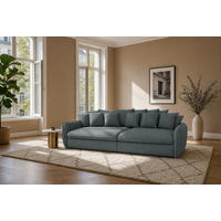 BIGSOFA Hereford XXL Flachgewebe Grau inkl. 12 Kissen 274/131/61 cm - Blaugrau, Kunststoff/Textil (274/61/131cm) - foamnova