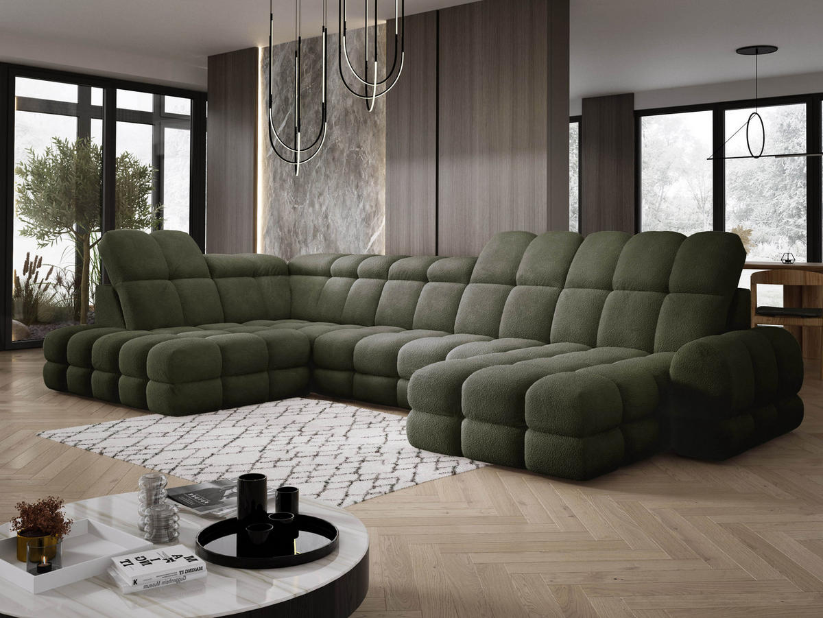ECKSOFA TOLLO Anthology-stoff U-form 400x217x105 cm grün - Waldgrün, Holz/Textil (400/217cm) - DomoHome