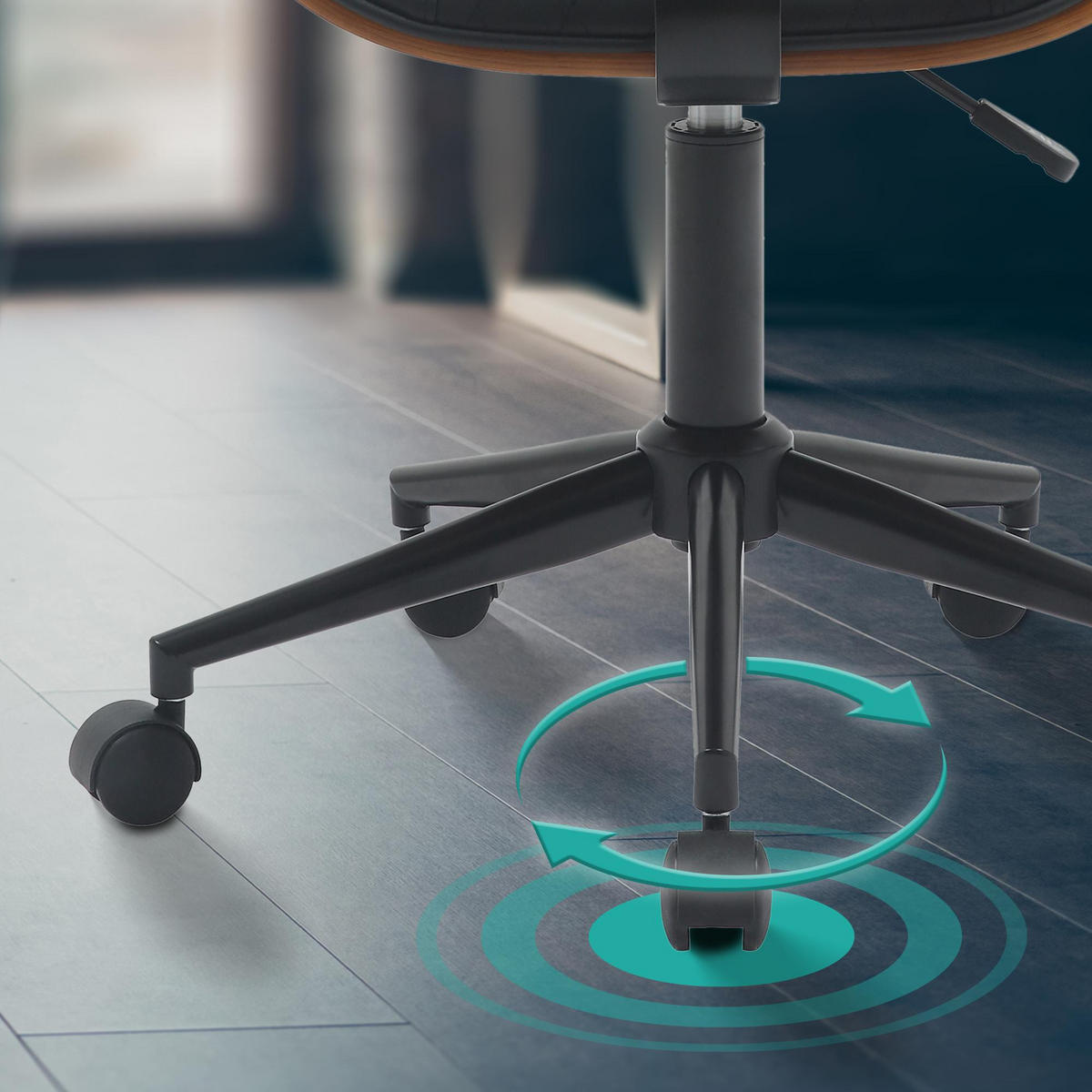 DREHSTUHL Holz walnuss/schwarz - Walnussfarben/Schwarz, Holz/Textil (50/82/54cm) - CLP