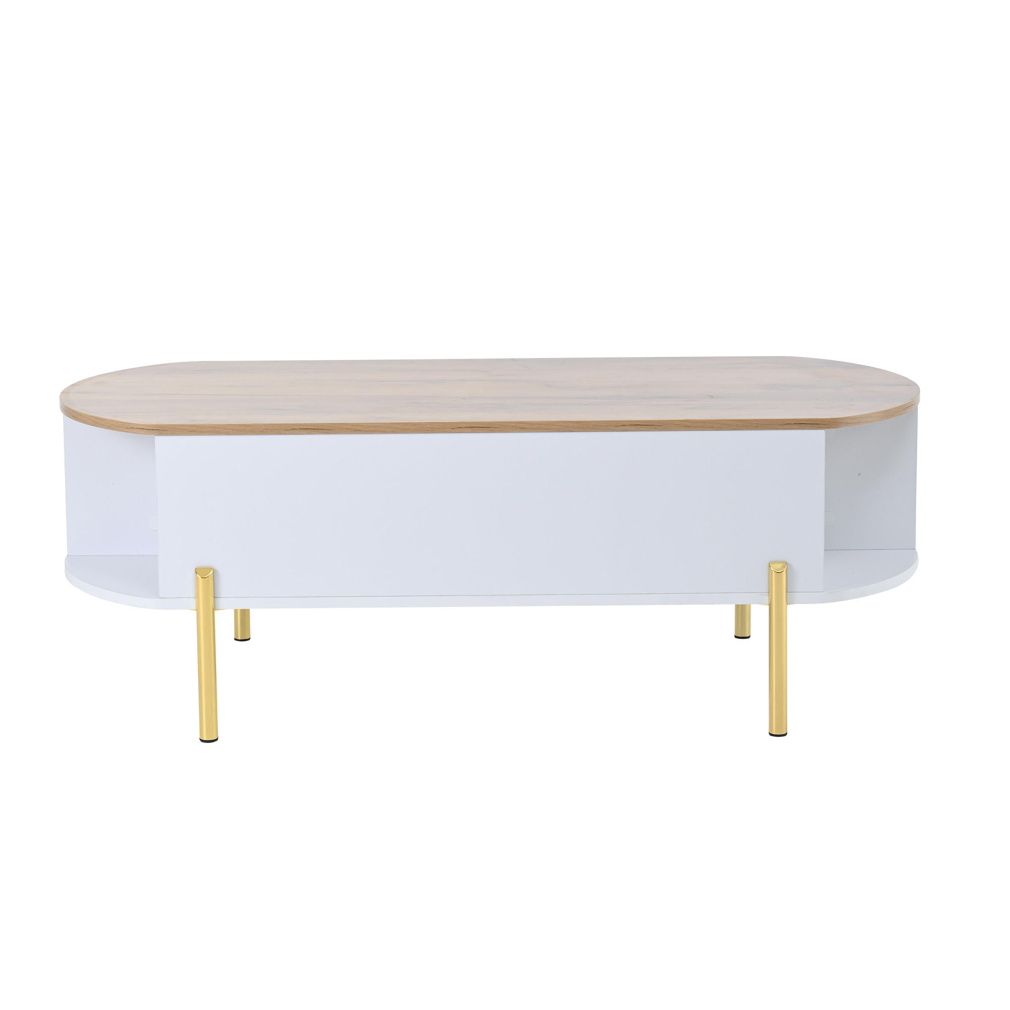 COUCHTISCH Weiß/Holzfarben 120/50/43 cm mit Hebefunktion - Weiß, Holzwerkstoff (50/120/43cm) - PANGIVO