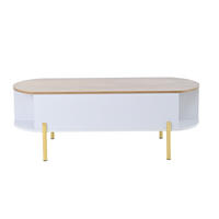 COUCHTISCH Weiß/Holzfarben 120/50/43 cm mit Hebefunktion - Weiß, Holzwerkstoff (50/120/43cm) - PANGIVO