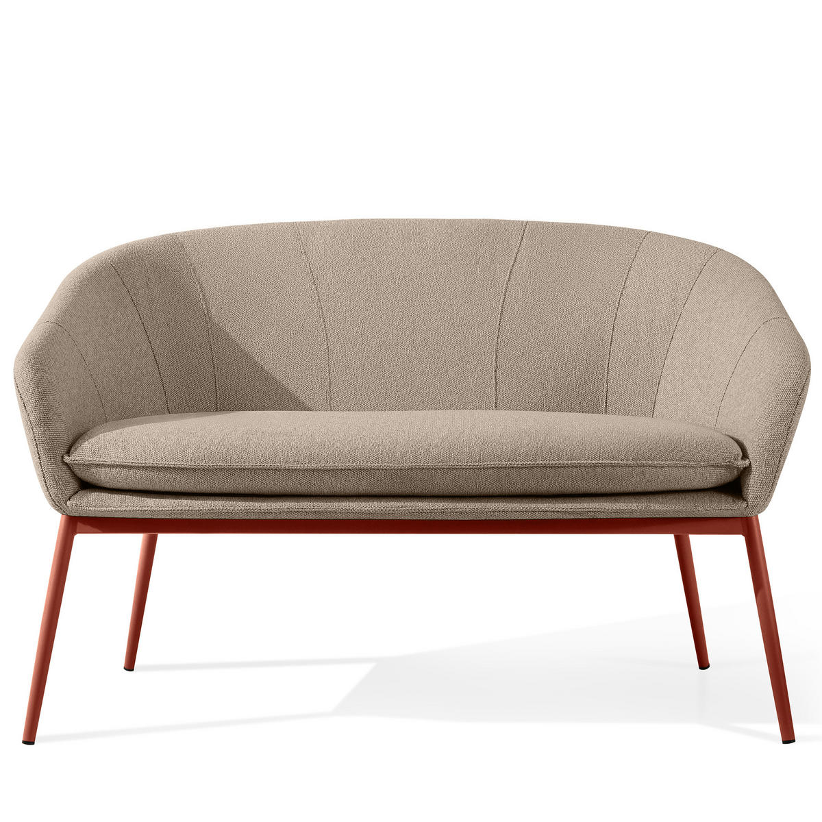 GARTENMÖBELSET SOLIS Gartenlounge-Set, hellbraun/rot - Hellbraun, Textil/Metall - KONSIMO®