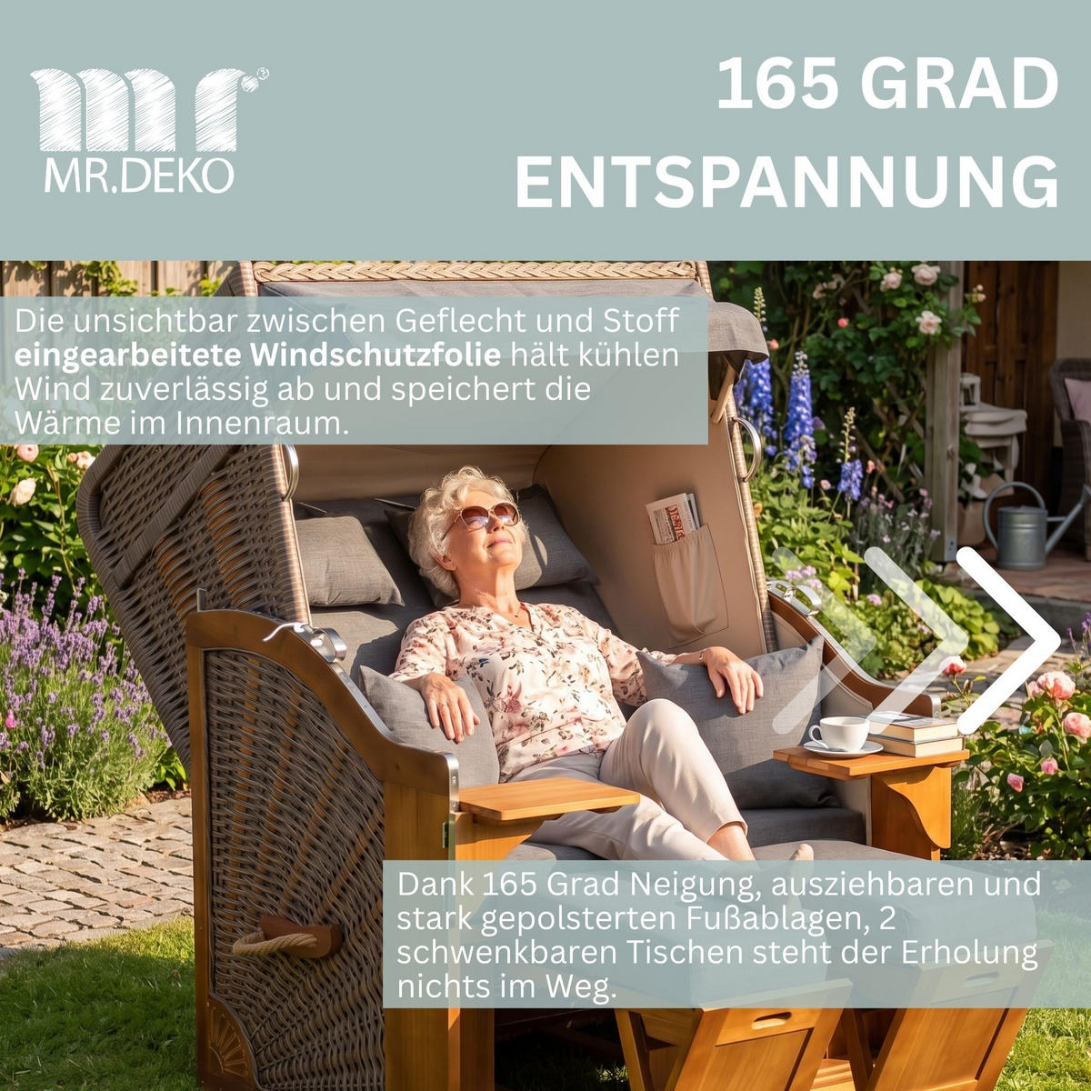 STRANDKORB Schleswig Pinie 2-Sitzer - Braun/Grau, Metall (120/160/80cm) - Mr. Deko