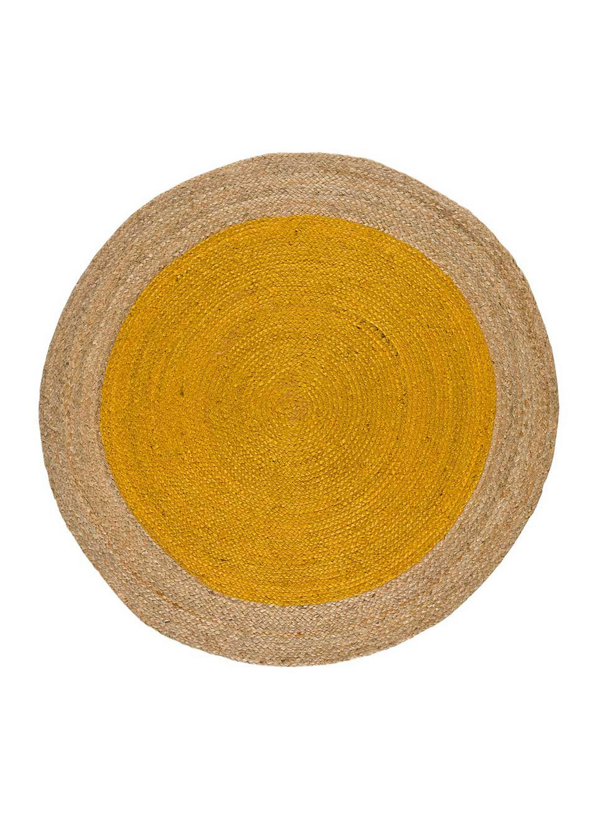 HANDWEBTEPPICH Senffarben Mahon 120/120 cm - Dunkelgelb/Naturfarben, Naturmaterialien (120/120cm) - Atticgo