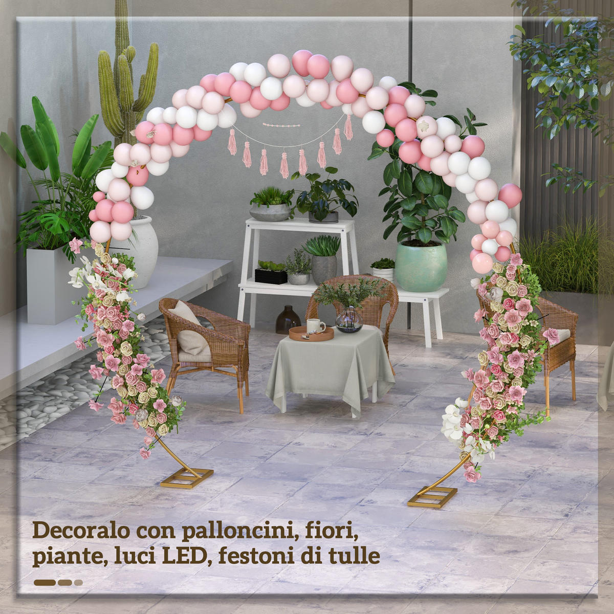 GARTENBOGEN,STAHL Hochzeit Ballon Kletterpflanzen,gold - Goldfarben, Metall (12/26/85cm) - Vallsero