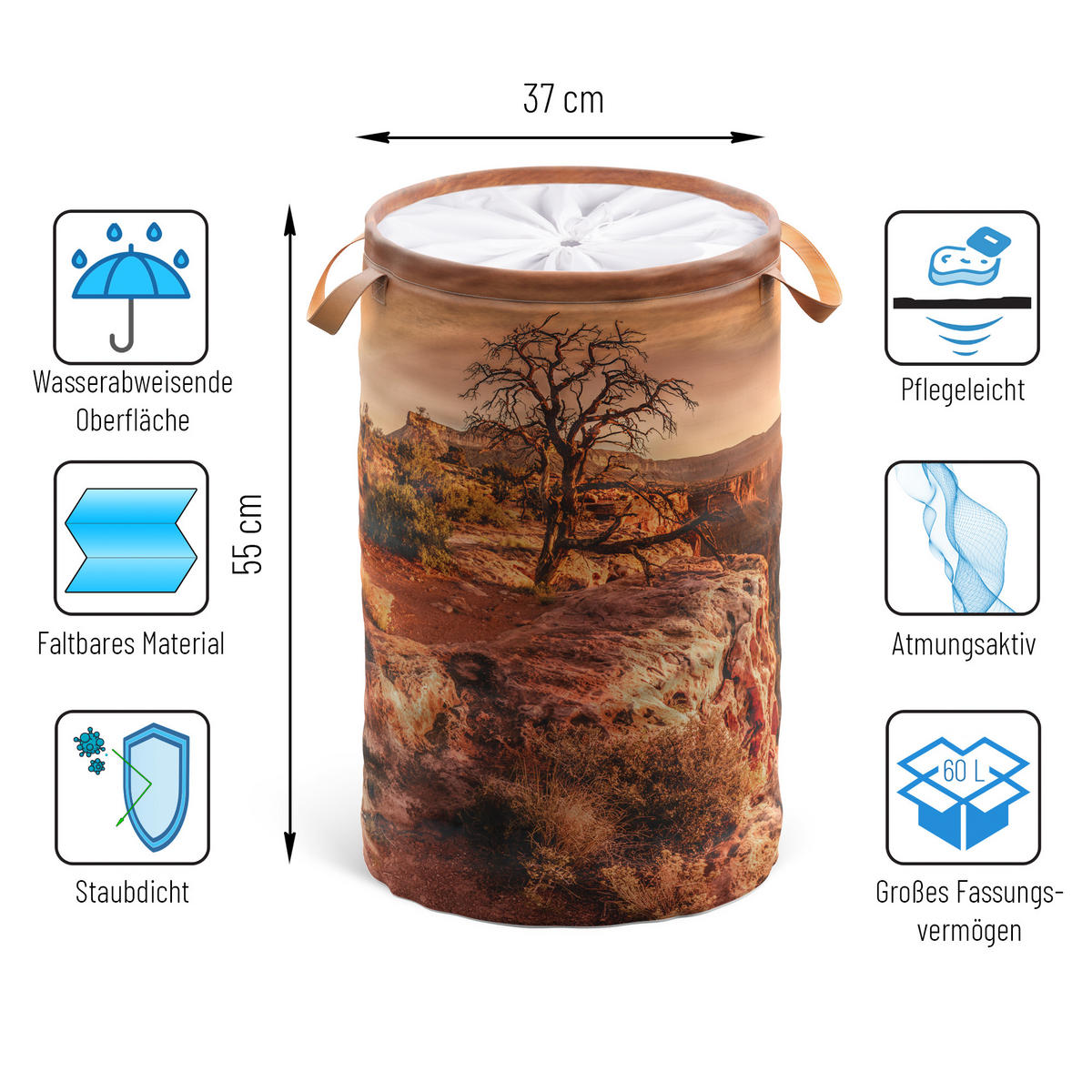 WÄSCHEKORB Grand Canyon - Braun, Textil (37/55/55cm) - Sanilo