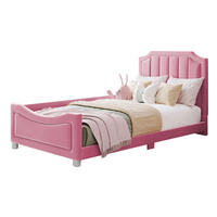 POLSTERBETT 90/200 cm Rosa aus Massivholz mit Rückenlehne - Pink, Holz (90/200cm) - OKMYHOME