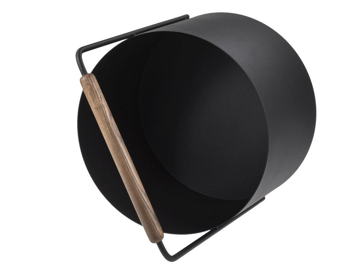 KAMINHOLZKORB Ashi "M" schwarz-braun 35/45cm - Braun, Metall (35/45/35cm) - Blomus