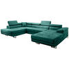 WOHNLANDSCHAFT Vild mit verstellbaren Kopfstützen, Dunkelgrün, links - Chromfarben/Dunkelgrün, Textil (350/90/205cm) - Beautysofa