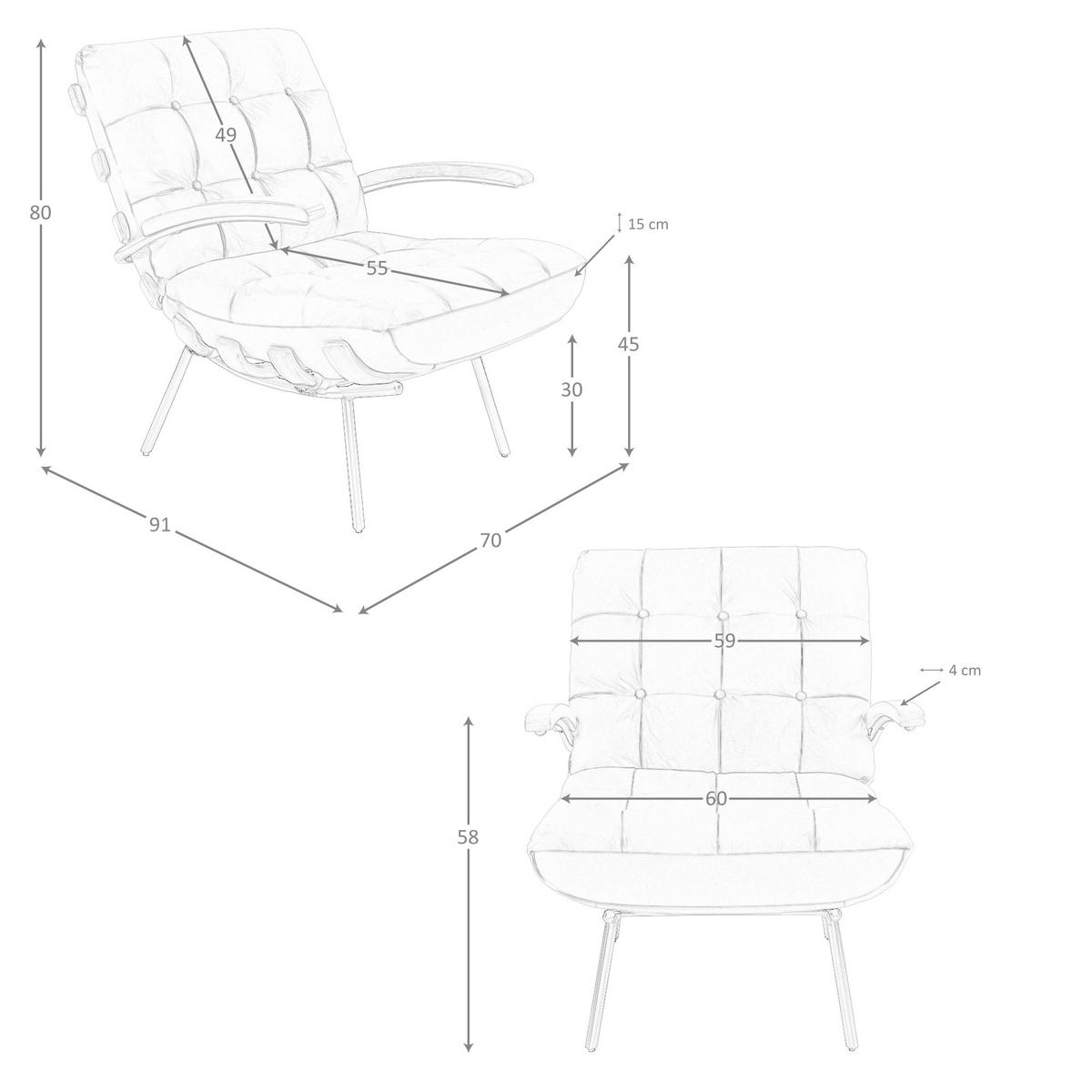 SESSEL Braun Stahl abgedunkelt 70/91/80 - Braun, Leder (70/80/91cm) - ANGEL CERDA