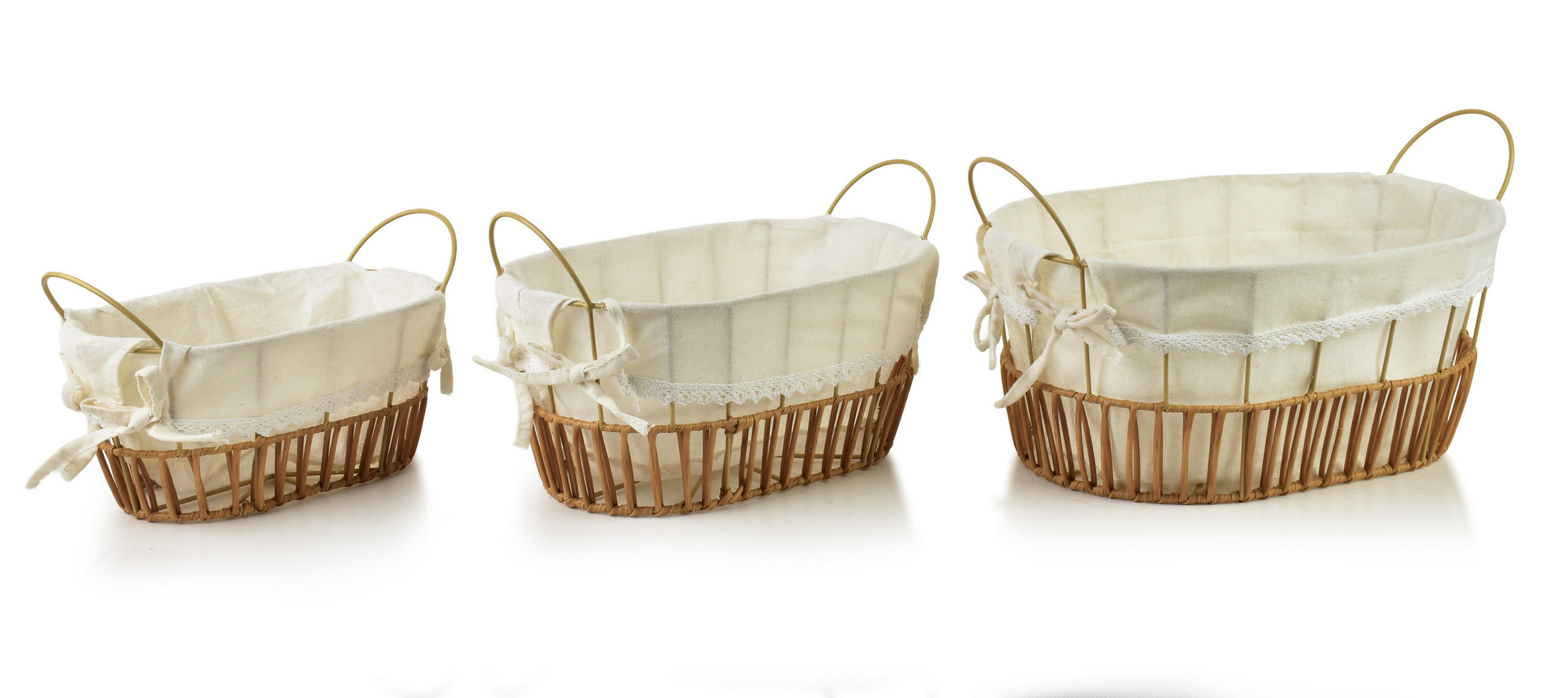 BROTKORB Will 3er Set Naturfarbe 25,5x35x16/22 cm Metall - Naturfarben, Metall (35/22/25.5cm) - Mondex