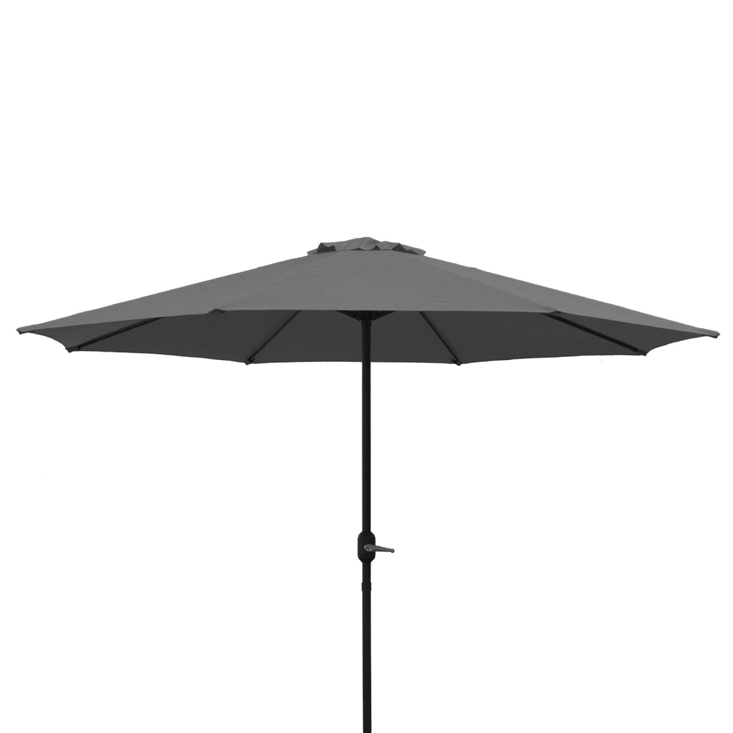 MARKTSCHIRM Macclesfield - grauer Gartenschirm für 300cm Sonnenschutz mit Kurbel und Knick - BxTxH: 300x300x240 cm - Grau, Metall (300/300cm) - TPFGarden