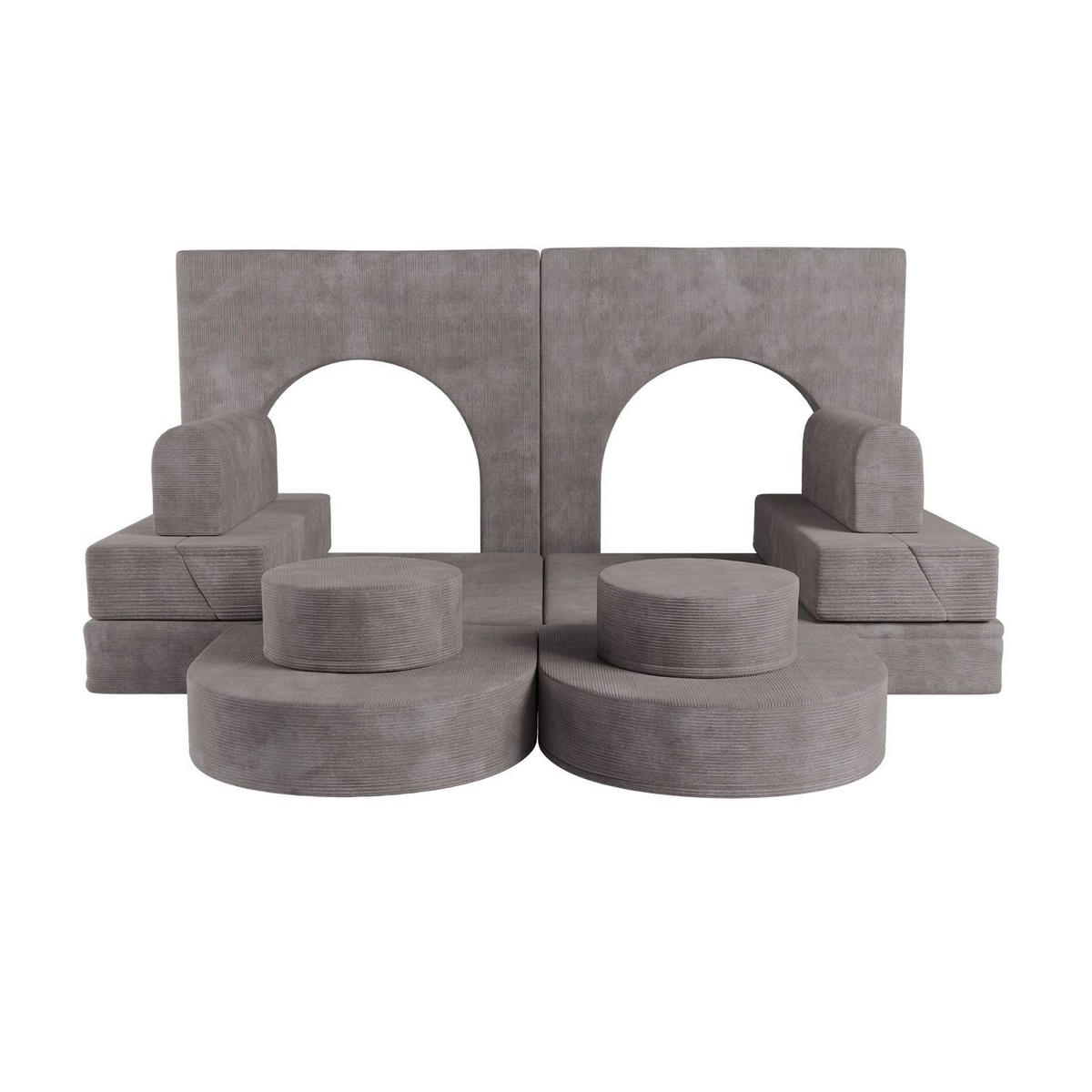KINDERSOFA Kayo cord hellgrau - Hellgrau, Textil (150/50/75cm) - Juskys