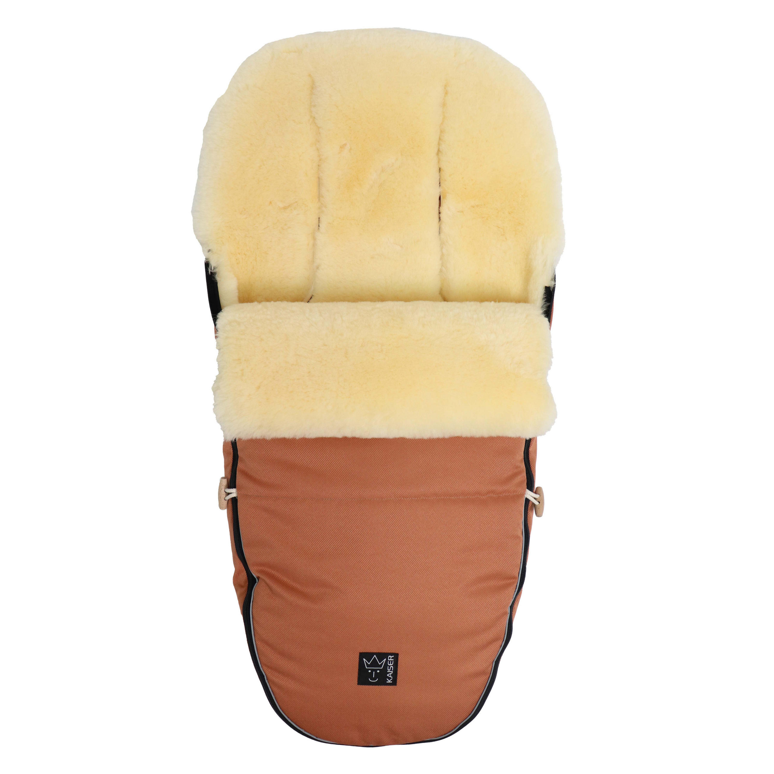 LAMMFELL-FUSSSACK Love the Nature, coral gold - Orange, Fell (44/95cm) - Kaiserbaby