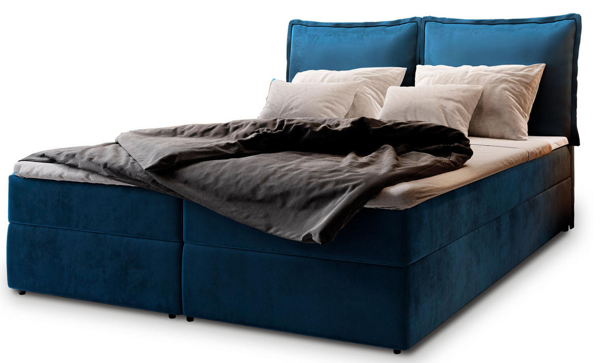 POSTEL BOXSPRING LENTE 160x200 cm, s matrací a úložným prostorem, modrá - modrá, kompozitní dřevo/textil (160/200cm) - MASSENO