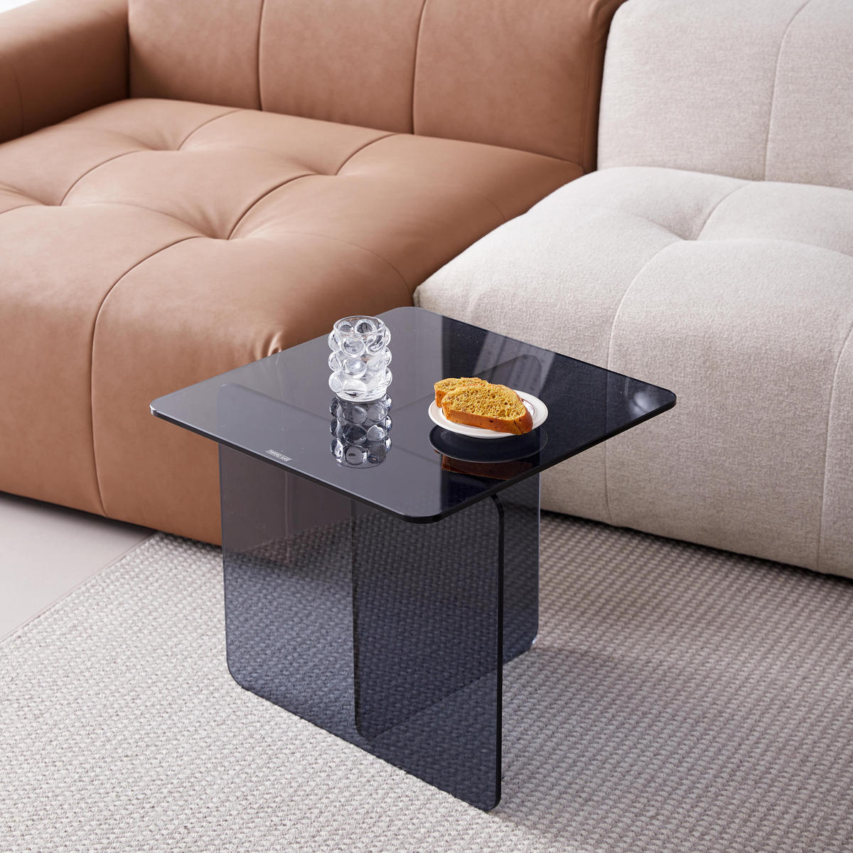 BEISTELLTISCH Grau 45/45/51 cm aus Glas - Grau, Glas (45/45/51cm) - PANGIVO