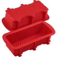 BROTBACKFORM 2-teiliges Set Silikon Rot - Rot, Kunststoff (11/7/27cm)