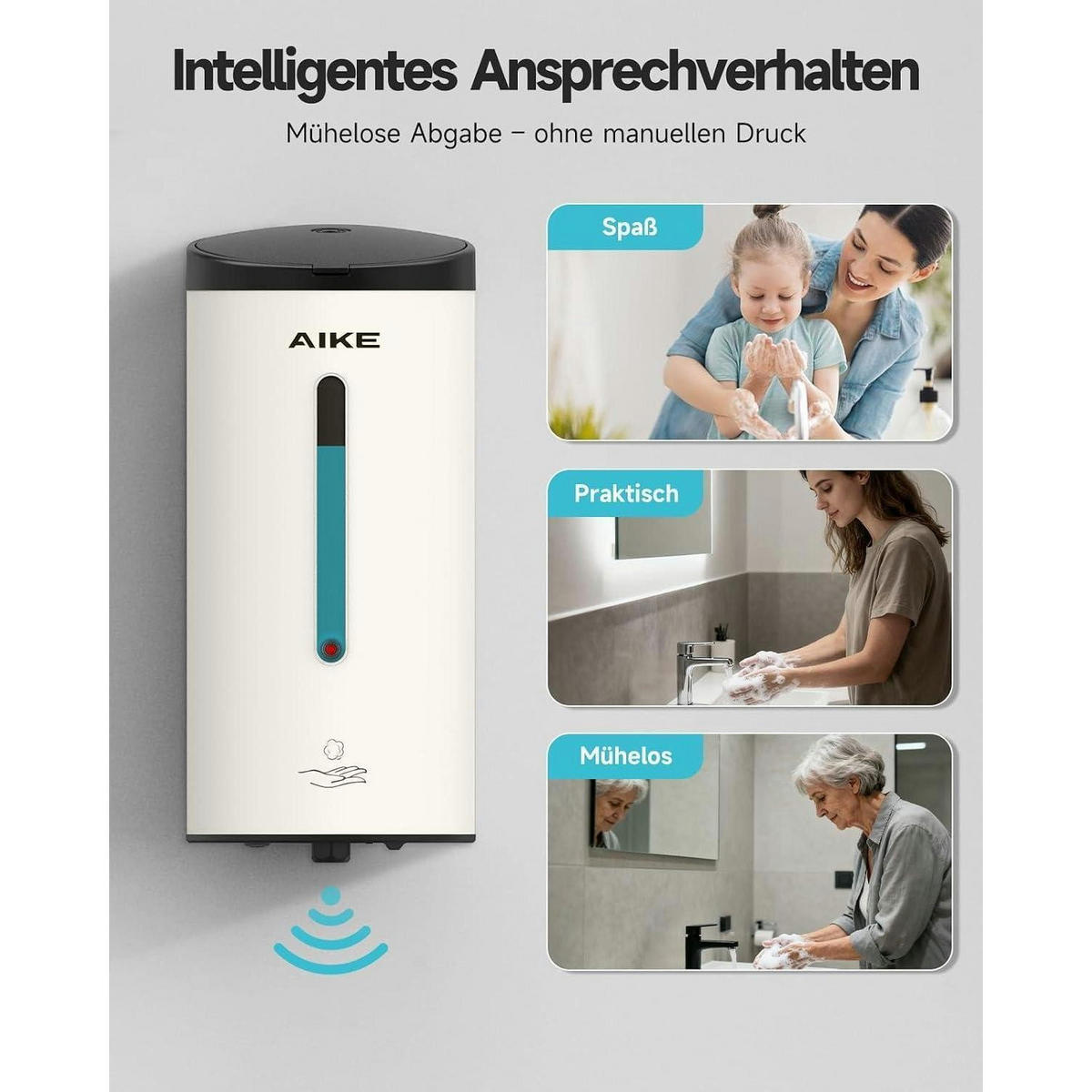 SCHAUMSEIFENSPENDER AIKE FoamCore Wandmontage 750ML Edelstahl Matt Weiß - Weiß, Metall (10.9/10.8/22.1cm)