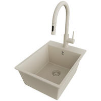 GRANITSPÜLE Riga, 2-er set Beige 38/50 cm 1 Becken + Küchenarmatur 40/20 cm + Ablauf-Set ab 40er Unterschrank - Beige, Kunststoff (38/20/50cm) - Primagran