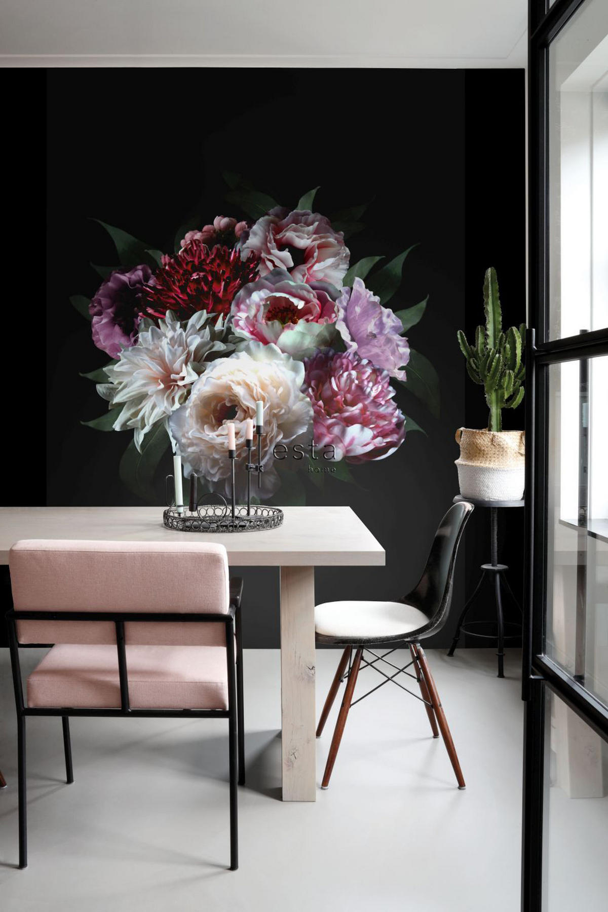 FOTOTAPETE Blumenstillleben 200 x 279 cm - Schwarz, Papier (200/279cm) - ESTAhome