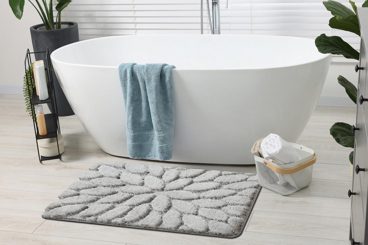 BADLÄUFER SUPREME STONES, 60/100 cm - Grau, Textil (60/100cm) - rugsX