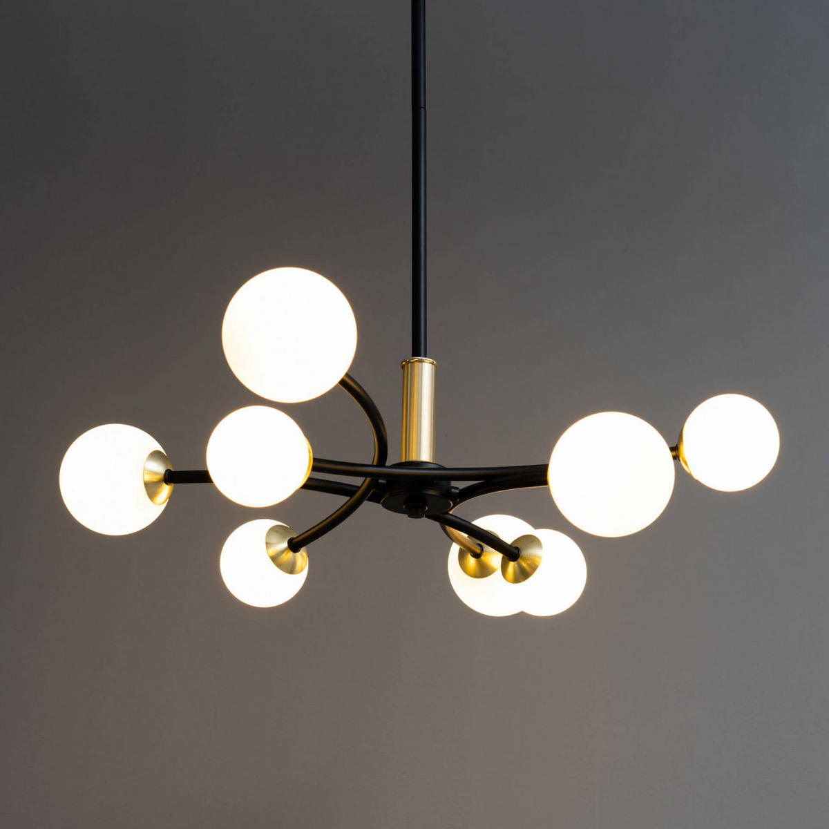 HÄNGELEUCHTE Azoria, Schwarz und gold, 66cm - Goldfarben, Glas (66/66/20cm) - KOSILUM