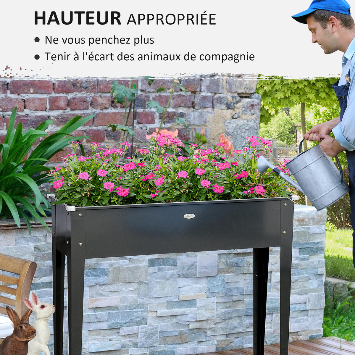 HOCHBEET DE-15979 mit Abflussloch Schwarz - Schwarz, Metall (100/80/30cm) - ComfortXL