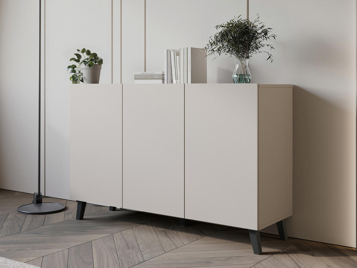 KOMMODE Phuket 120 - Kaschmir/Schwarz, Holzwerkstoff/Kunststoff (120/76/39cm) - MIRJAN24