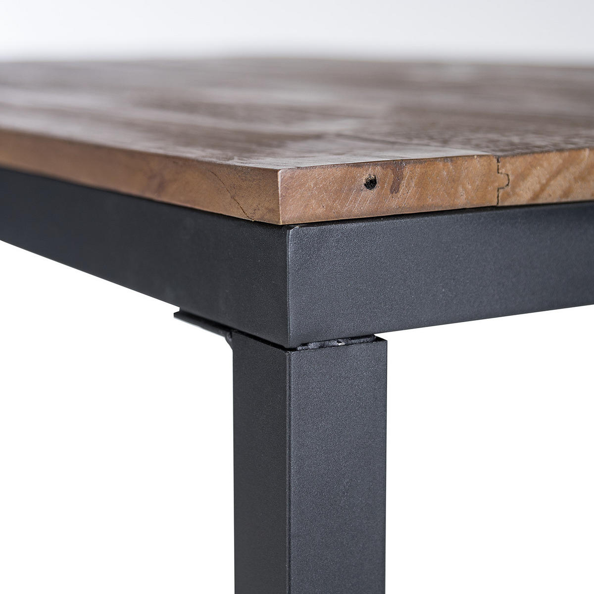 BARTISCH - Pinie massiv / Metall - Schwarz/Pinienfarben, Holz/Metall (70/70/105cm) - home24