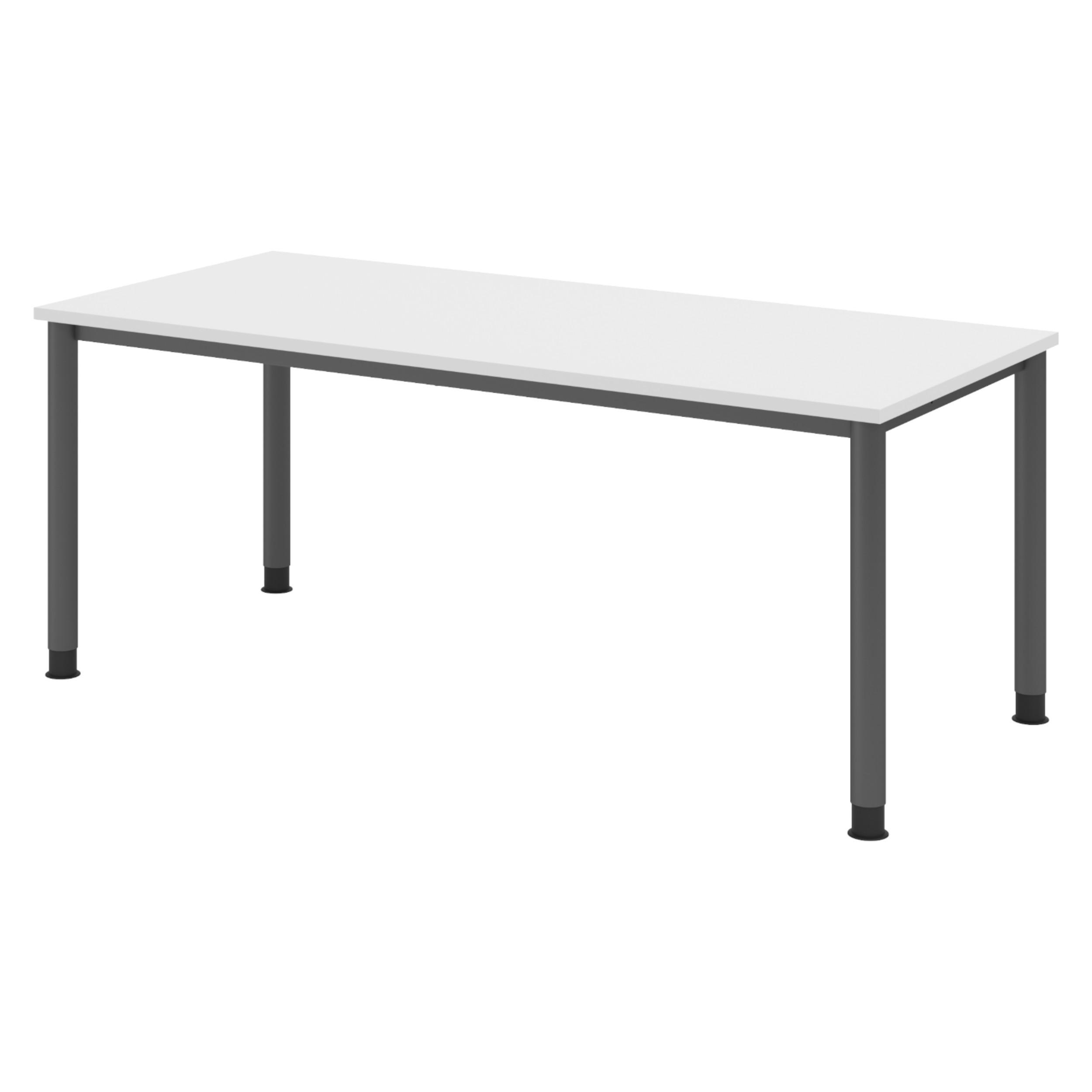 SCHREIBTISCH Serie-H Gestell: Graphit 80/180/74 cm in Weiß - Weiß, Holzwerkstoff (80/180/74cm) - bümö